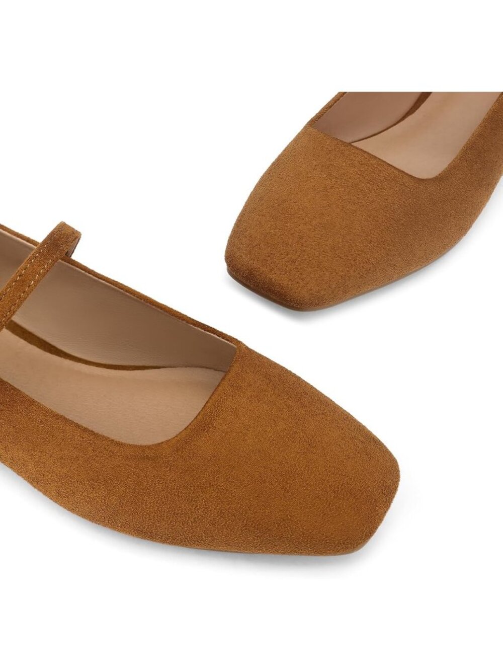 Women's Brown Suede Leather Adjustable Strap Mary Jane Closed Toe Flats Shoes - Picture 7 of 7